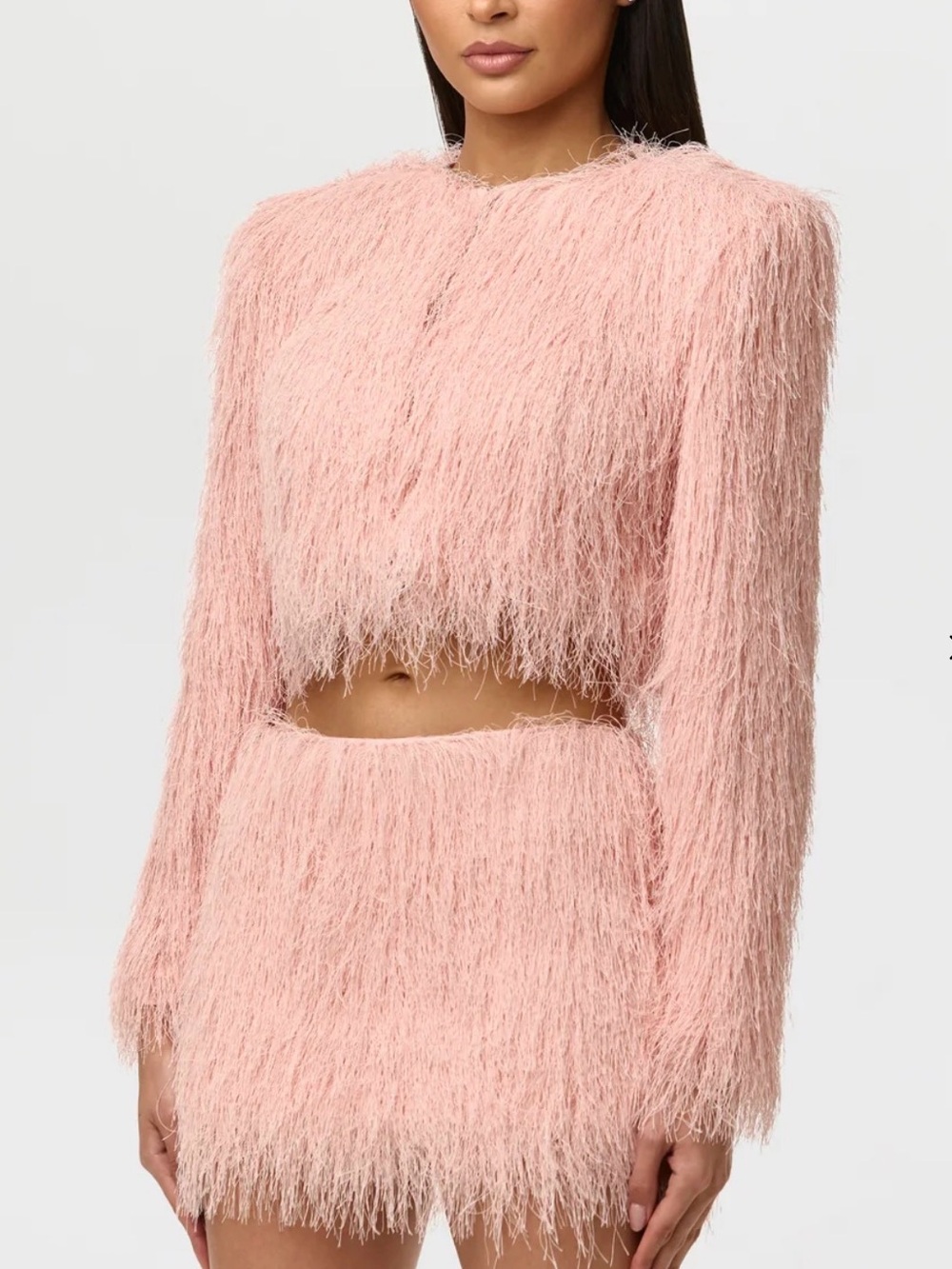 naked wardrobe Pink Feathered Mini Skirt (PEACH)